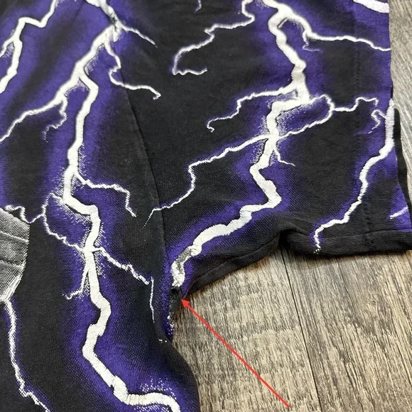 Vintage 90s Harley Davidson Thunder & Lightning AOP Tee Biker Motorcycle T Shirt - Picture 5 of 6